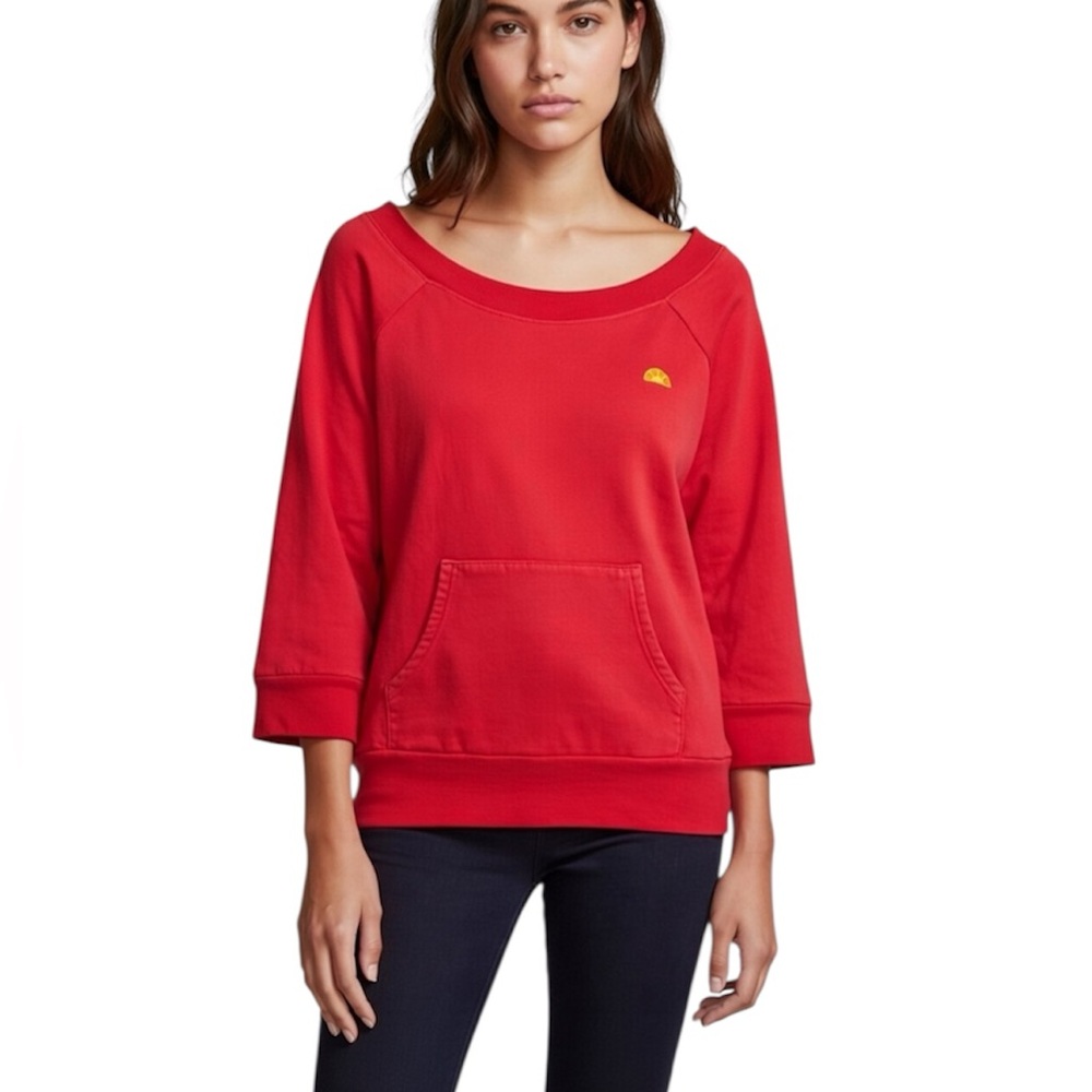 C&C CALIFORNIA 3/4 Sleeve Kangaroo Coral Sweatshirt